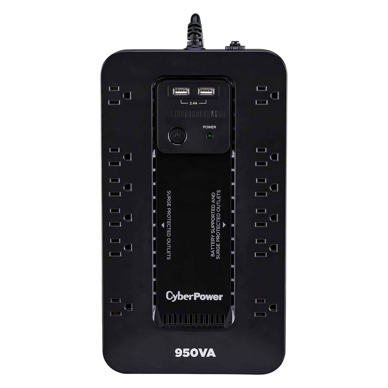 CyberPower 12-AC Outlet and USB Charging 950-VA/510-Watt PC/Network/Entertainment UPS Battery Backup with 890-Joules Surge Protection, 5-Ft. Cord