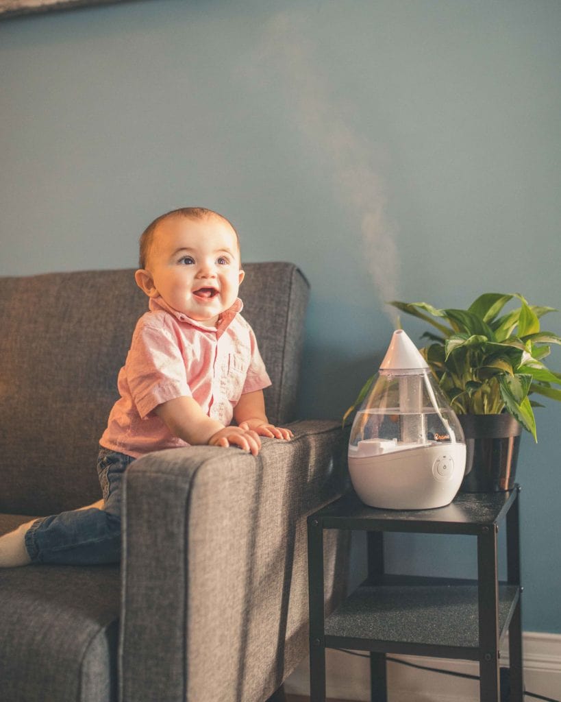 Crane Droplet Ultrasonic Cool Mist 0.5 Gallon Humidifier, Clear - Certified Refurbished