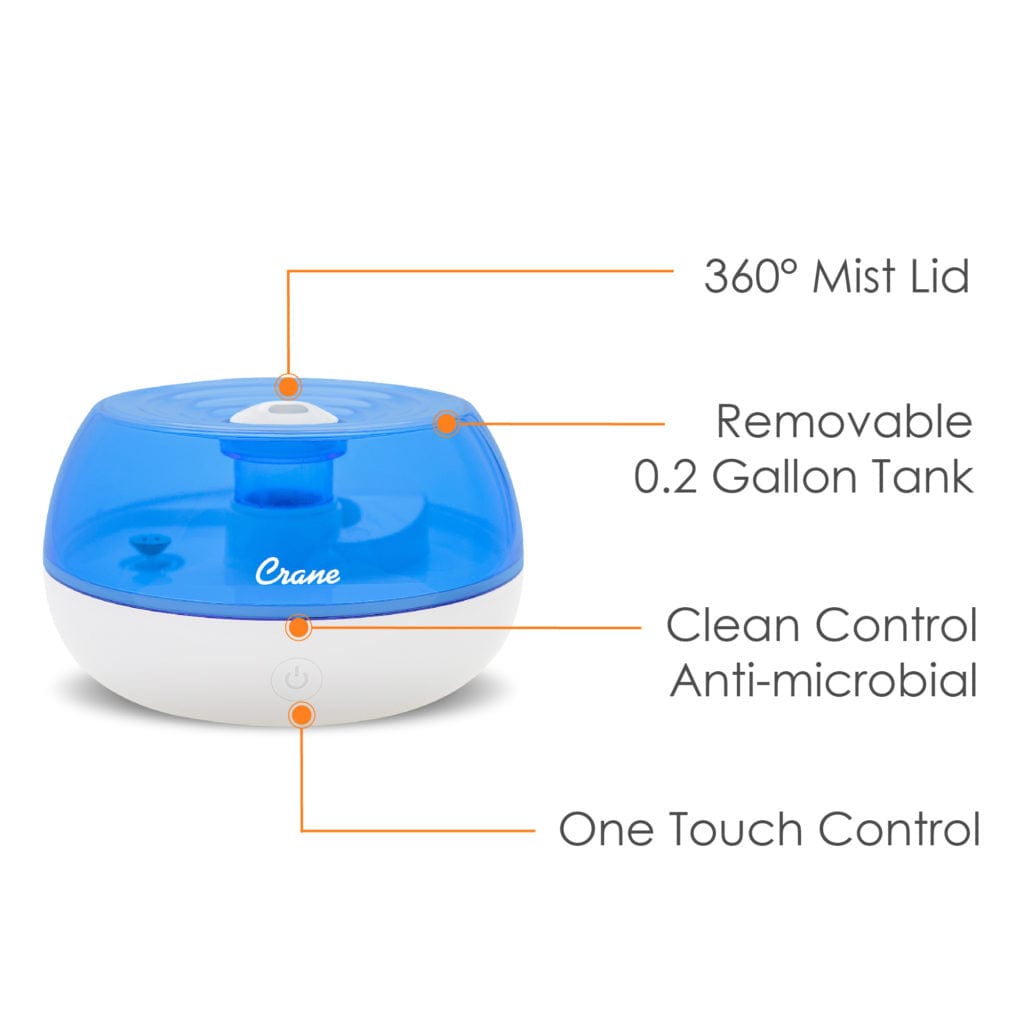 Crane 0.2 Gal Personal Ultrasonic Cool Mist Humidifier - Certified Refurbished