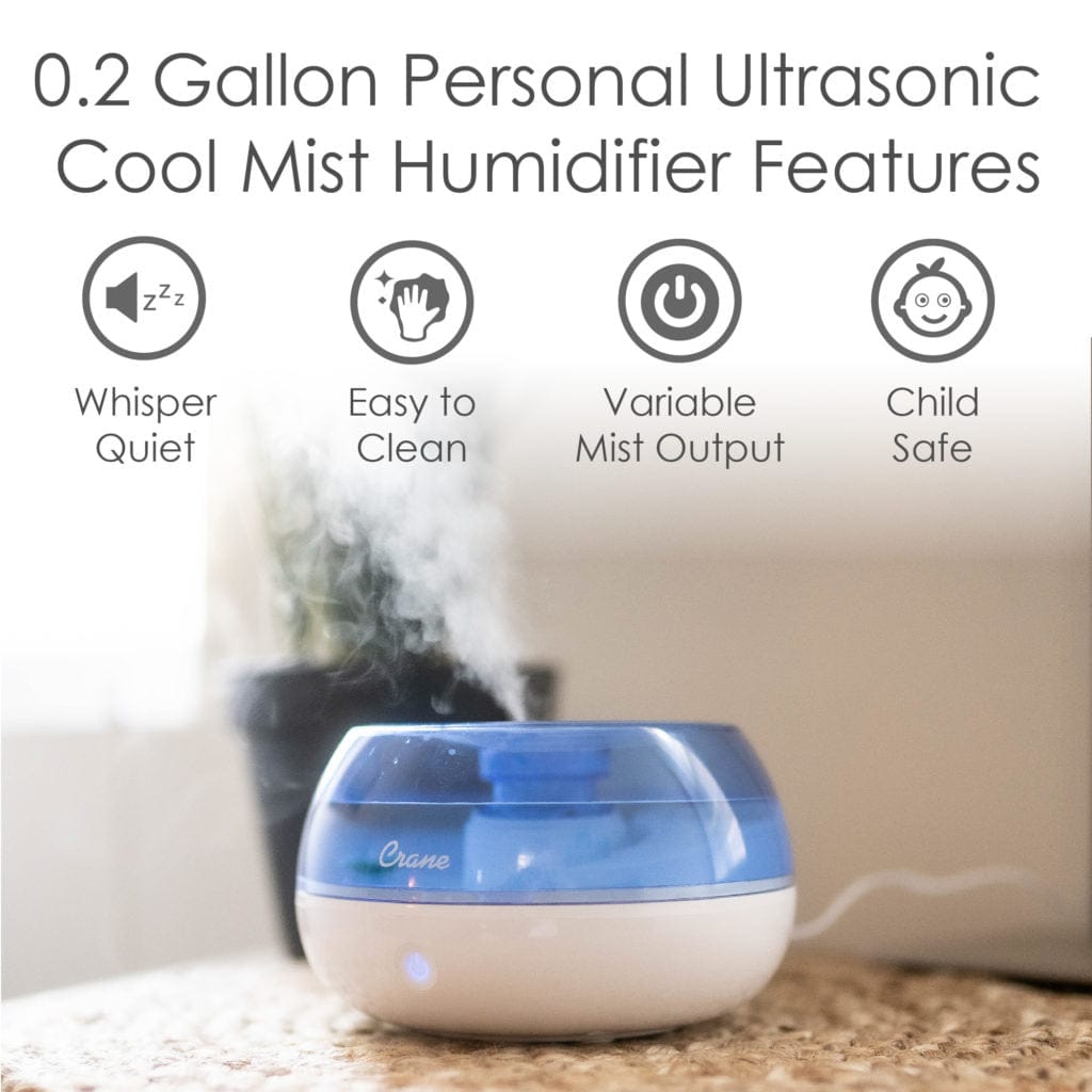 Crane 0.2 Gal Personal Ultrasonic Cool Mist Humidifier - Certified Refurbished