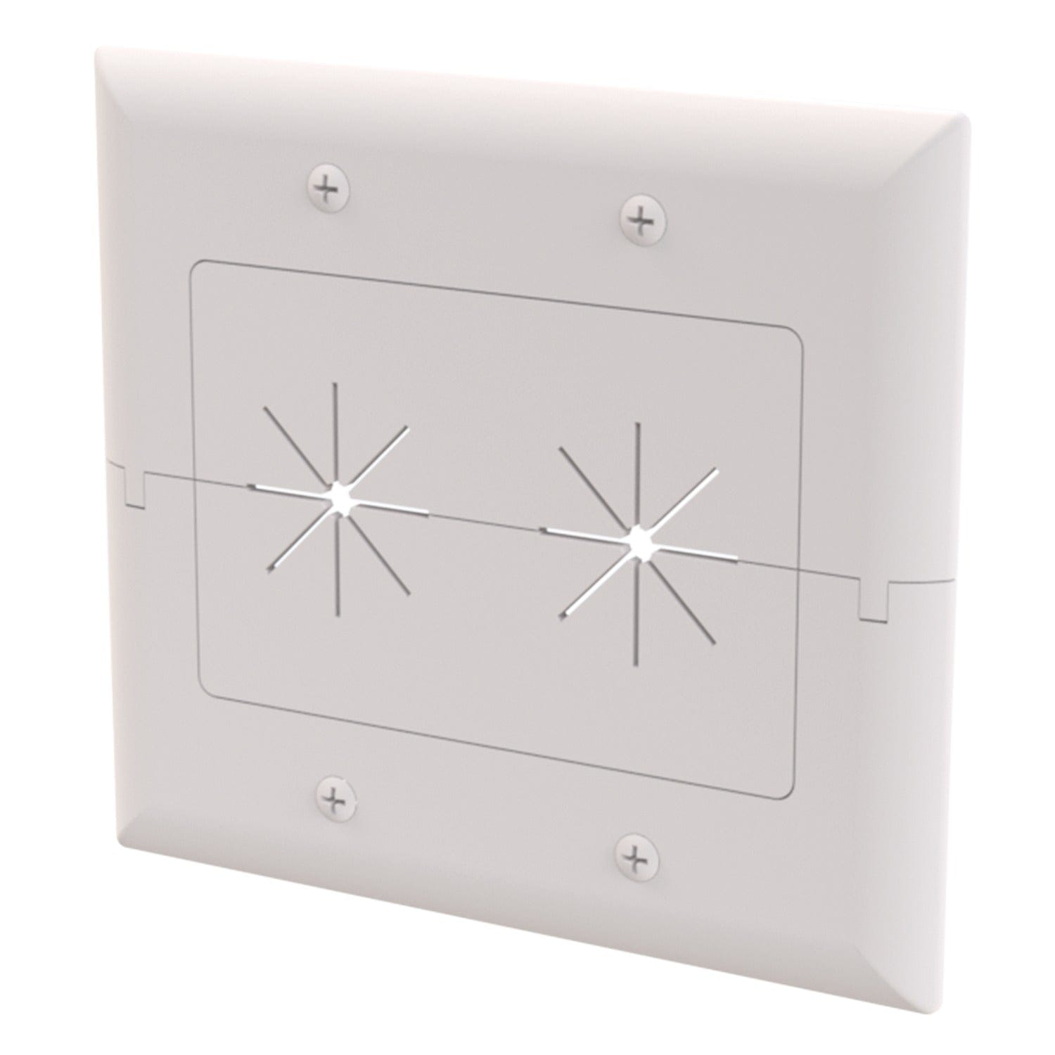 DataComm Electronics 2-Gang Split Plate with Flexible Opening, Ultra White