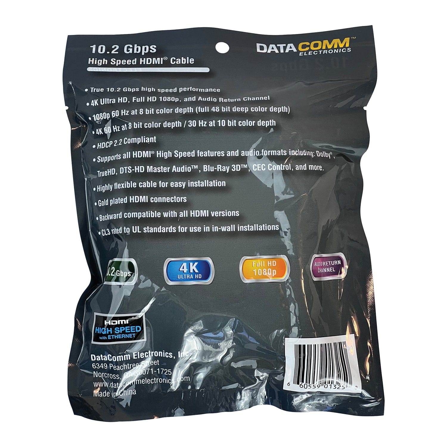 DataComm Electronics TrueStream Pro 10.2 Gbps High-Speed HDMI Cable with Ethernet, 15 Ft.