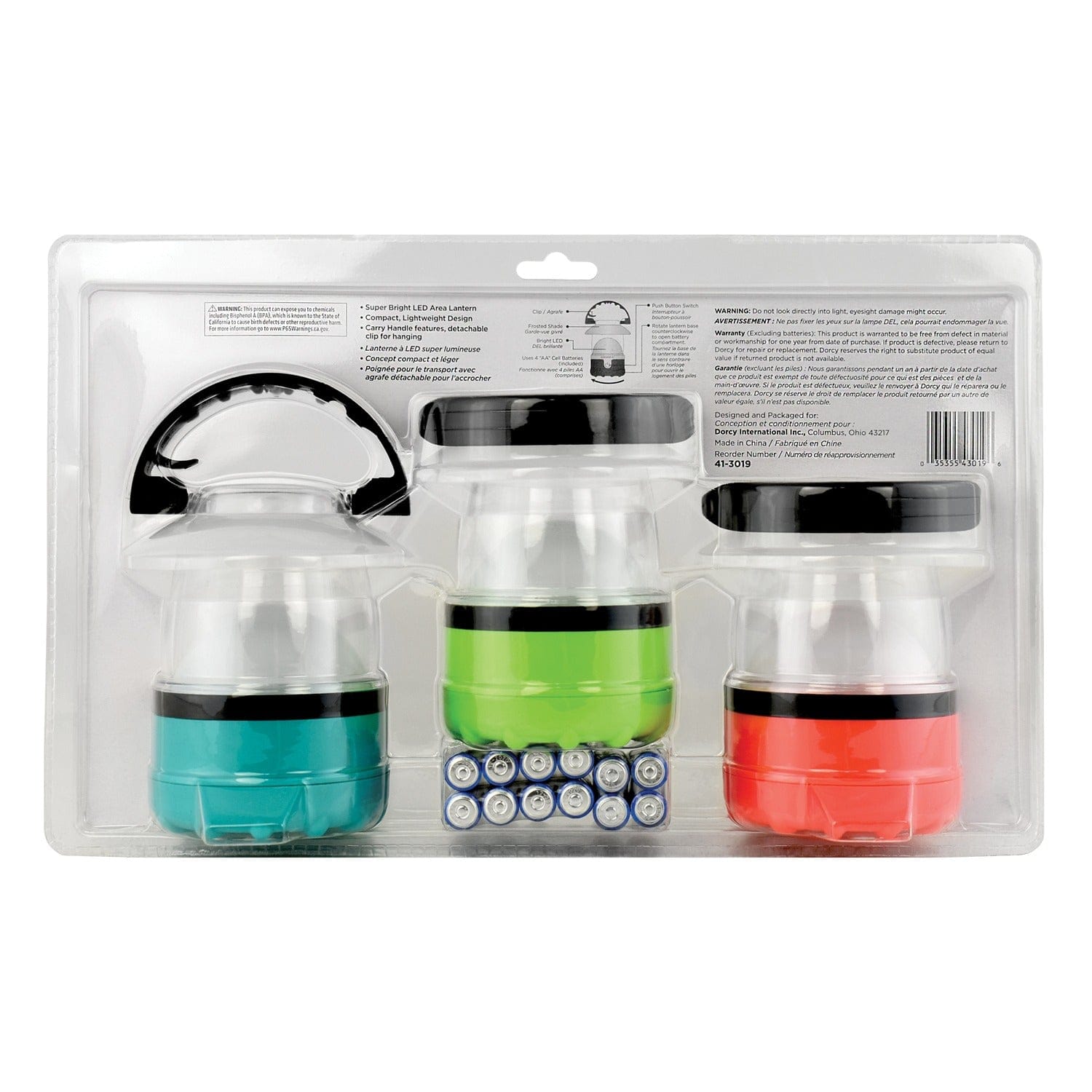 Dorcy LED Mini Lanterns with Batteries, 3 Pack