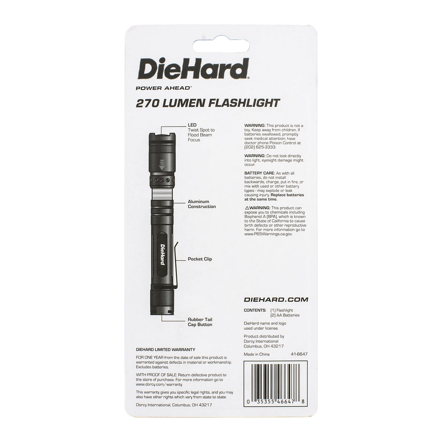 DieHard 270-Lumen Aluminum Twist-Focus Flashlight