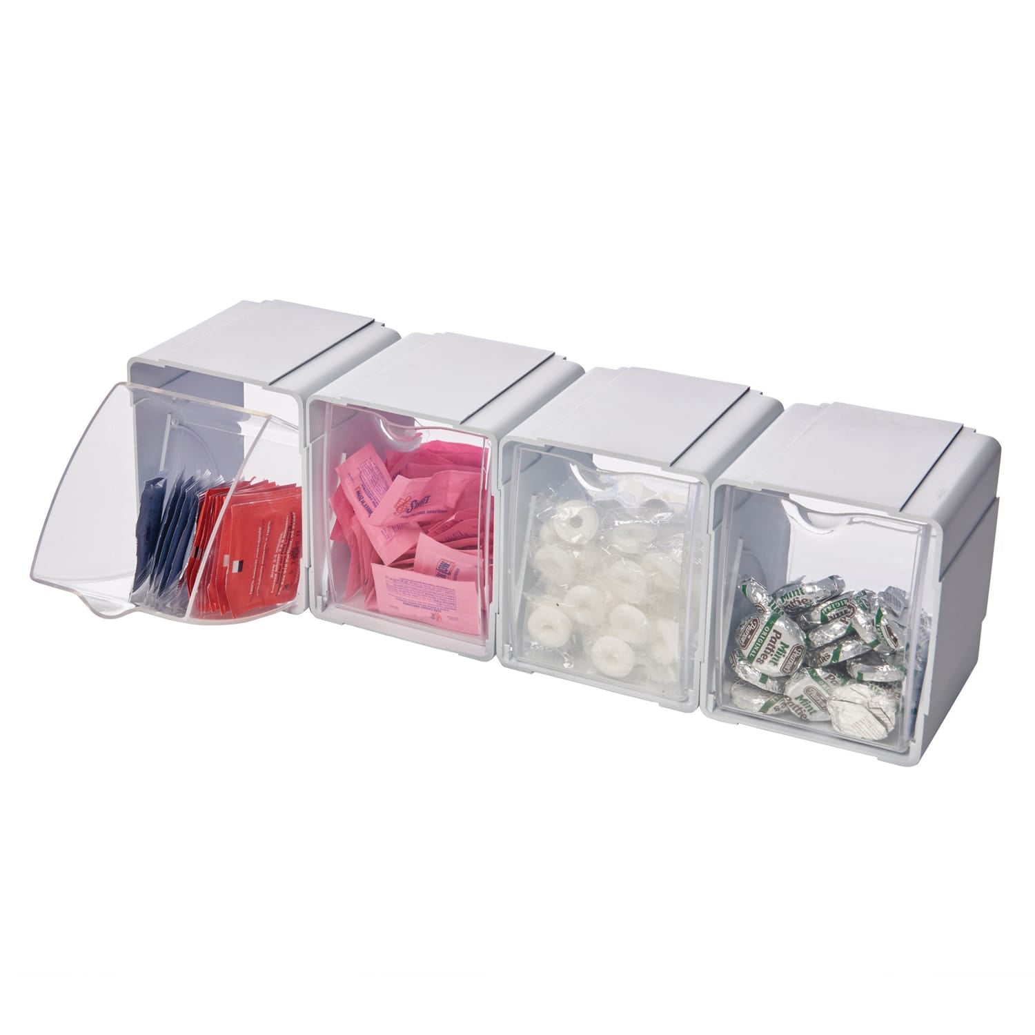 Deflecto Tilt Bin Interlocking Storage Organizer, 4 pk