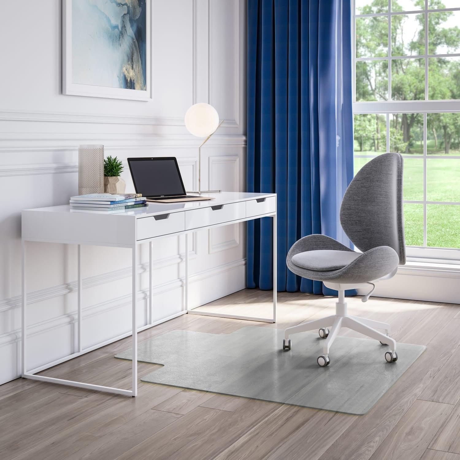 Deflecto OceanMat Office Chair Mat for Hard Floors, Lipped, 45 In. x 53 In.