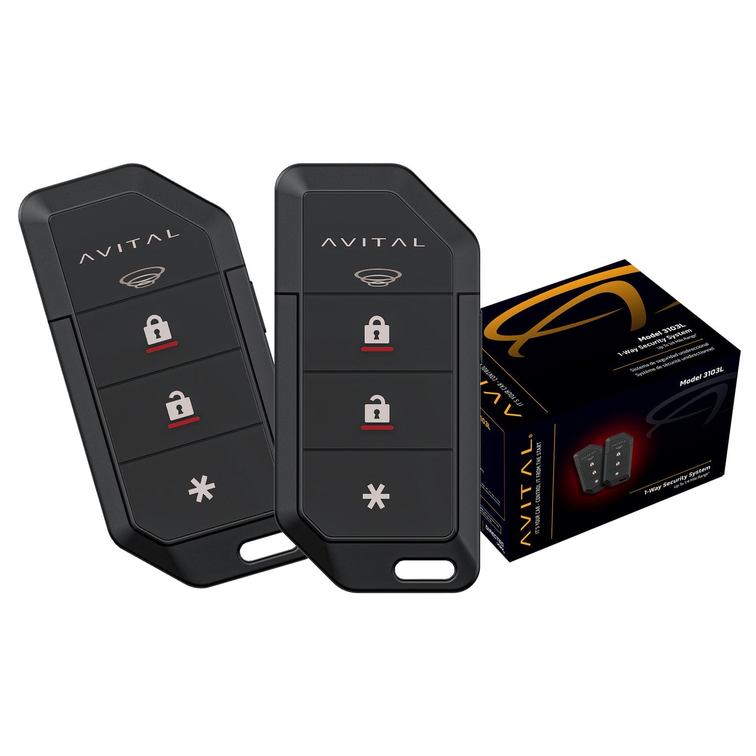 Avital 3103L 1-Way Security System with Two 4-Button Remotes