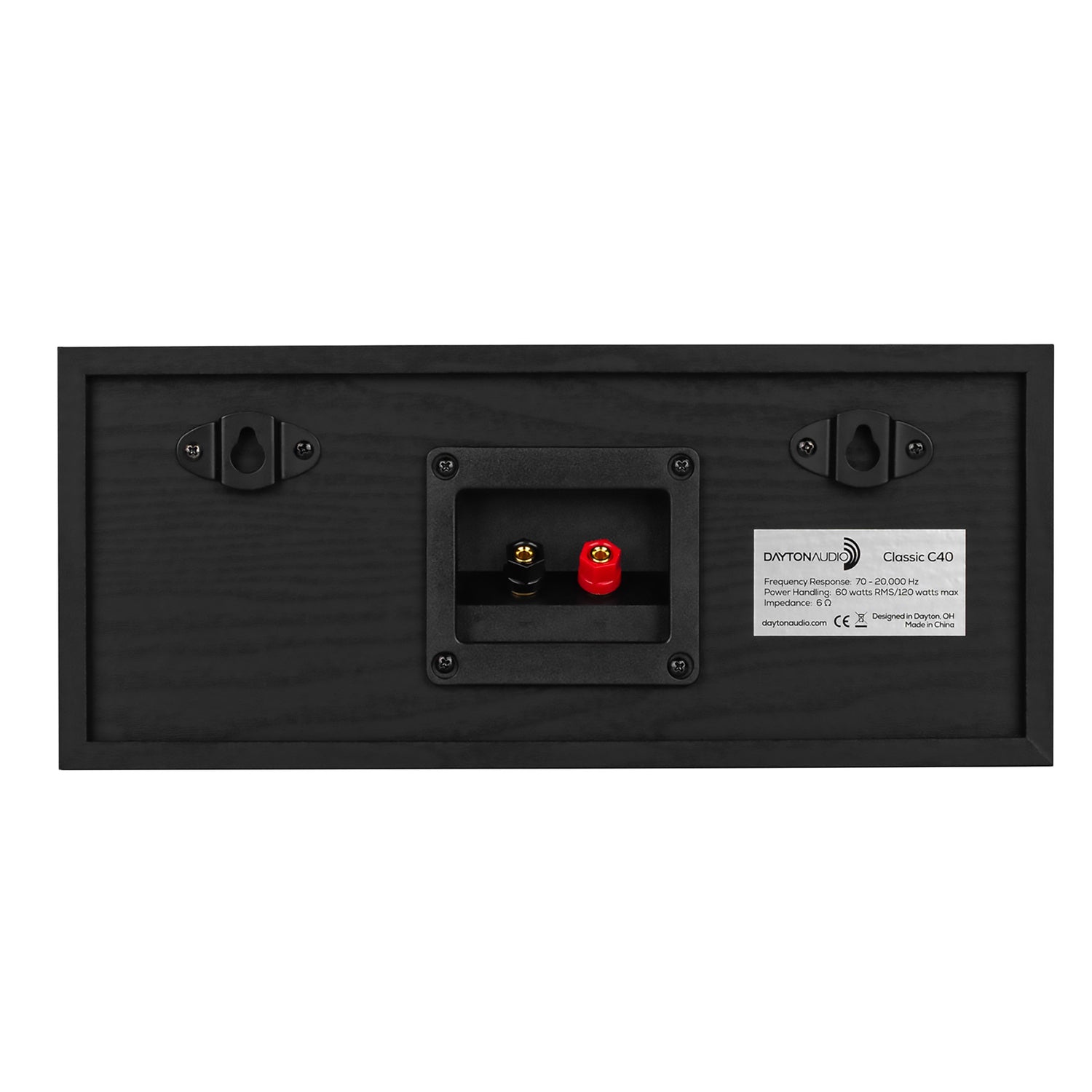 Dayton Audio Classic C40 Center Channel Speaker with Two 4-In. Woofers, Black