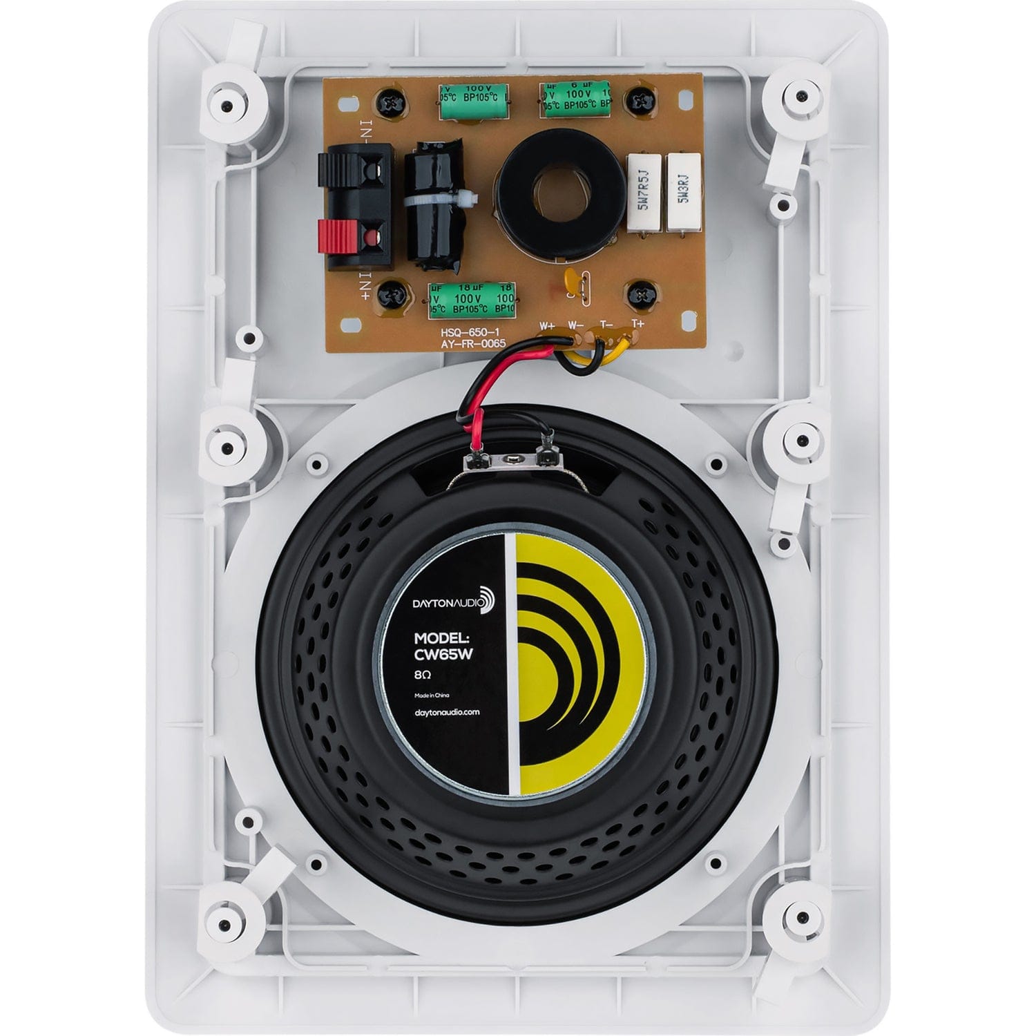 Dayton Audio Contractor Series CW65W 6-1/2-In. 40-Watt-RMS 2-Way In-Wall Speaker Pair with Poly Cone Woofer and PEI Dome Tweeter, 8 Ohms