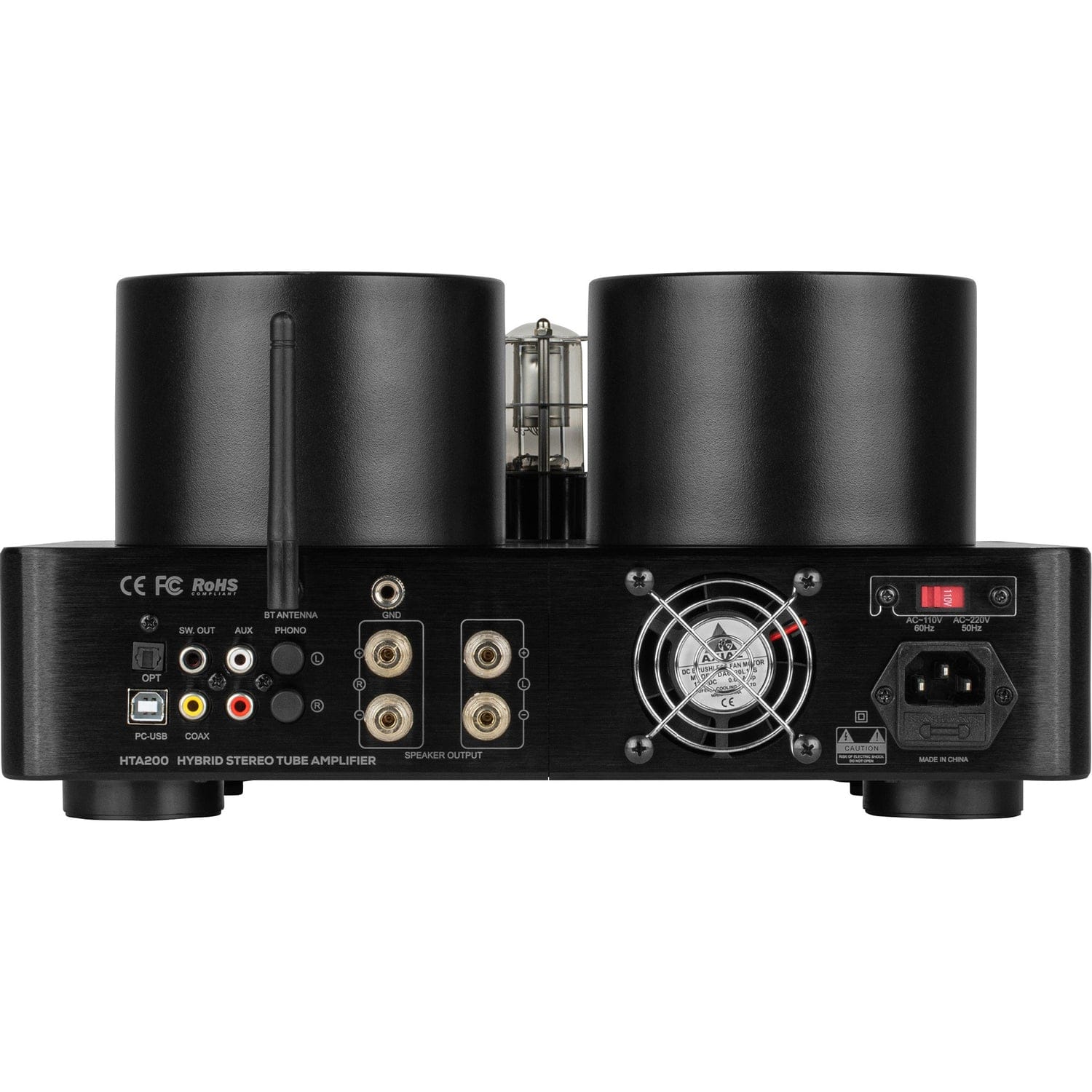 Dayton Audio 200-Watt-RMS 2.0-Channel Integrated Stereo Hybrid Tube Amplifier with Bluetooth, VU Meters, Sub Out, Phone Preamp, and Remote, HTA200