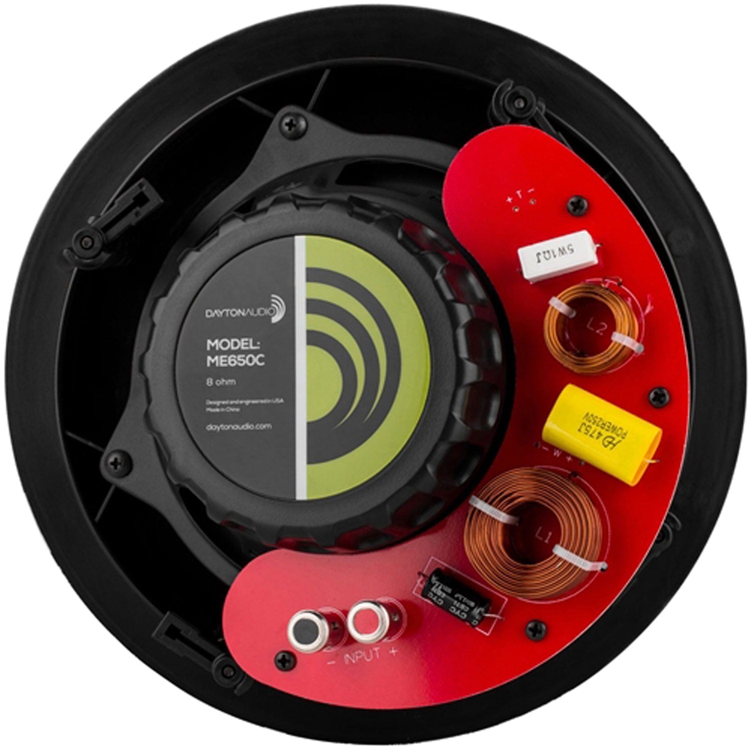 Dayton Audio Micro-Edge ME650C 6-1/2-In. 35-Watt LCRS 15°-Angled In-Ceiling Speaker with Aramid Fiber Woofer and Pivoting Silk Dome Tweeter, 8 Ohms