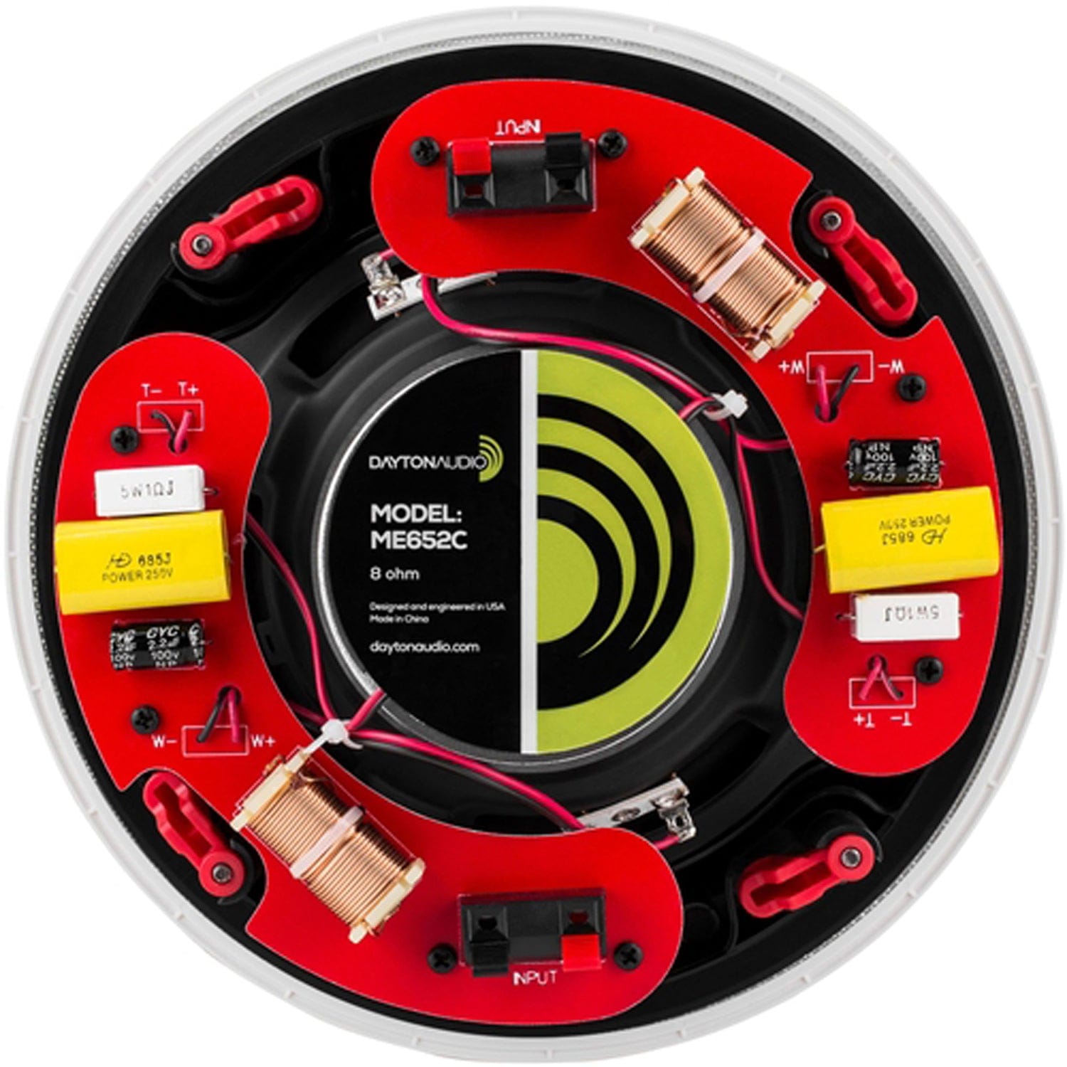 Dayton Audio Micro-Edge ME652C 6-1/2-In. 35-Watt-RMS Stereo In-Ceiling Speaker with Aramid Fiber Woofer and Dual Silk Dome Tweeters, 8 Ohms