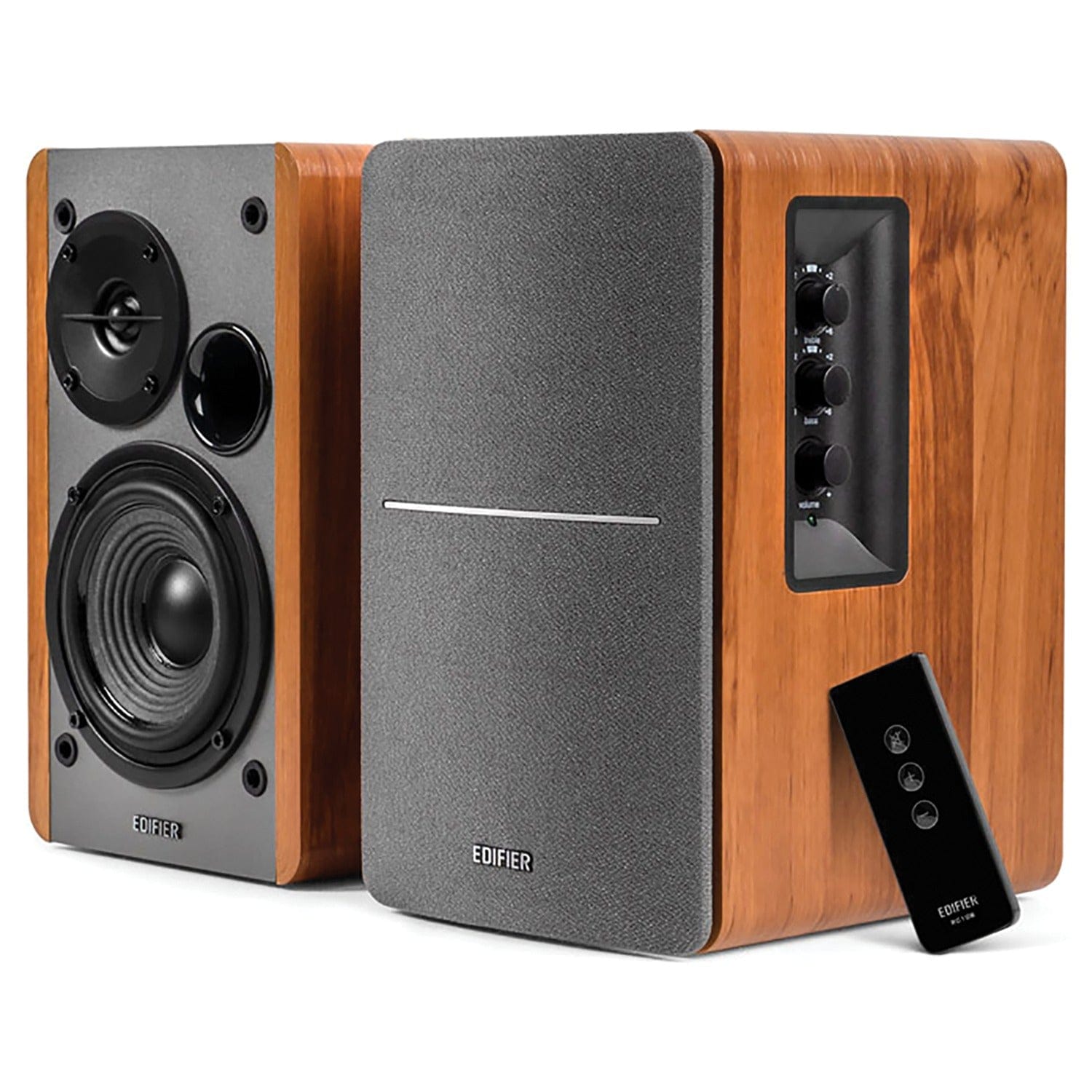 Edifier 42-Watt Continuous-Power Amplified Bookshelf Speakers, R1280T, 2 Count, Brown
