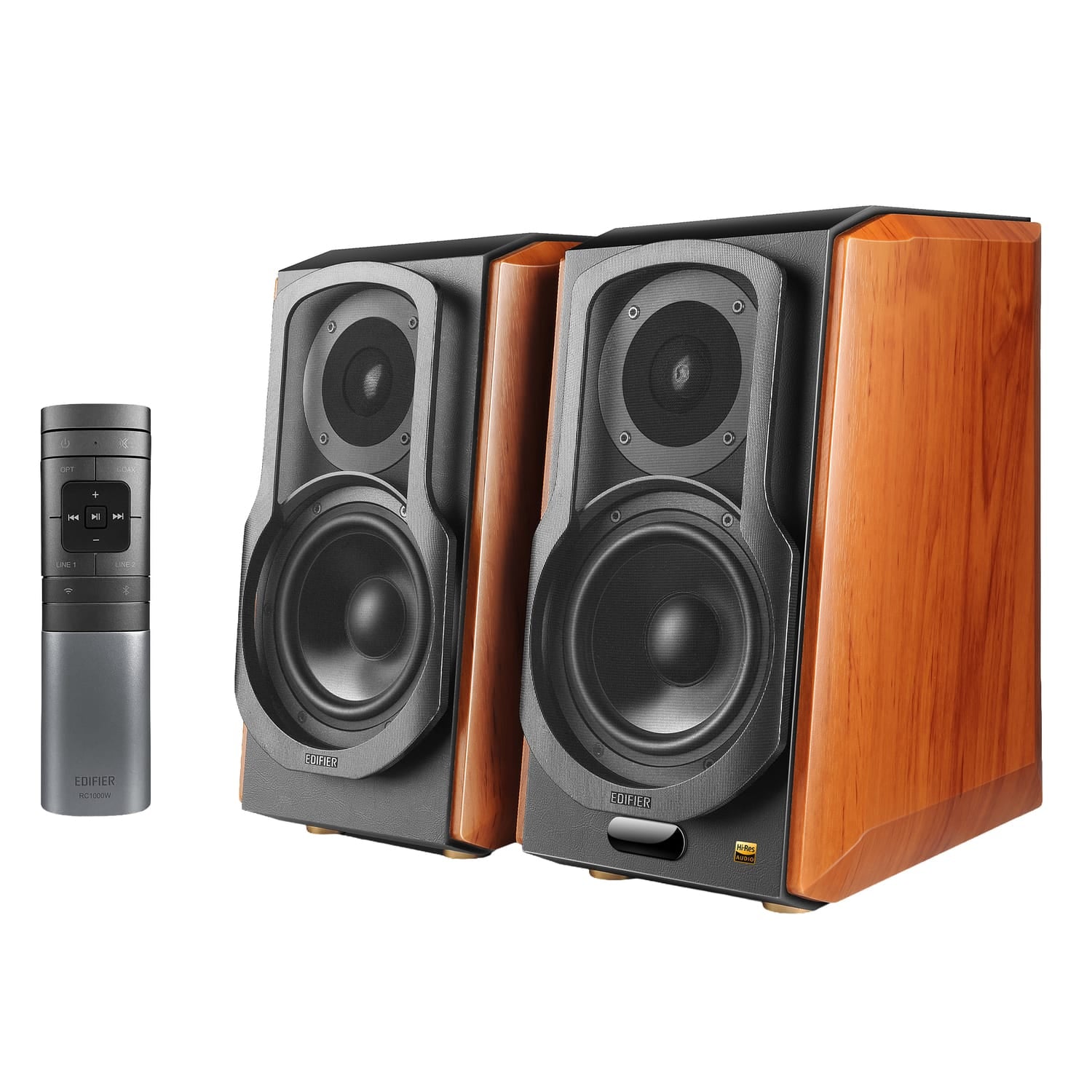 Edifier 120-Watt Bluetooth Wi-Fi Audiophile S1000W Active Bookshelf Speaker Set with 5.5-In. Woofers, Hi-Res Audio, Alexa, Optical/Coax/Aux, Pair