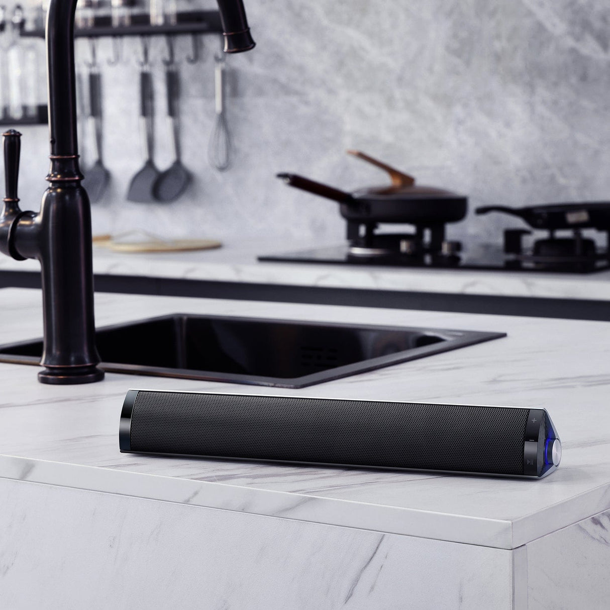 Edifier Rechargeable Bluetooth 2.0-Channel Portable/Tabletop 11.5-In. Sound Bar Speaker with Built-in Sound Card, MF200, Silver