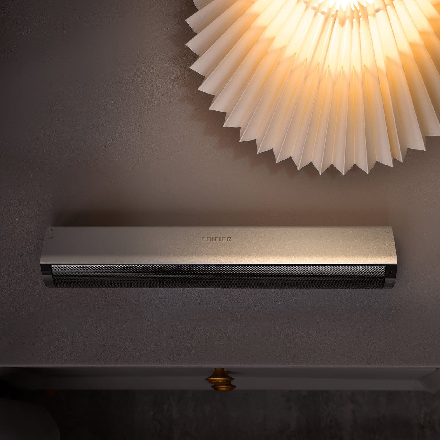 Edifier Rechargeable Bluetooth 2.0-Channel Portable/Tabletop 11.5-In. Sound Bar Speaker with Built-in Sound Card, MF200, Silver