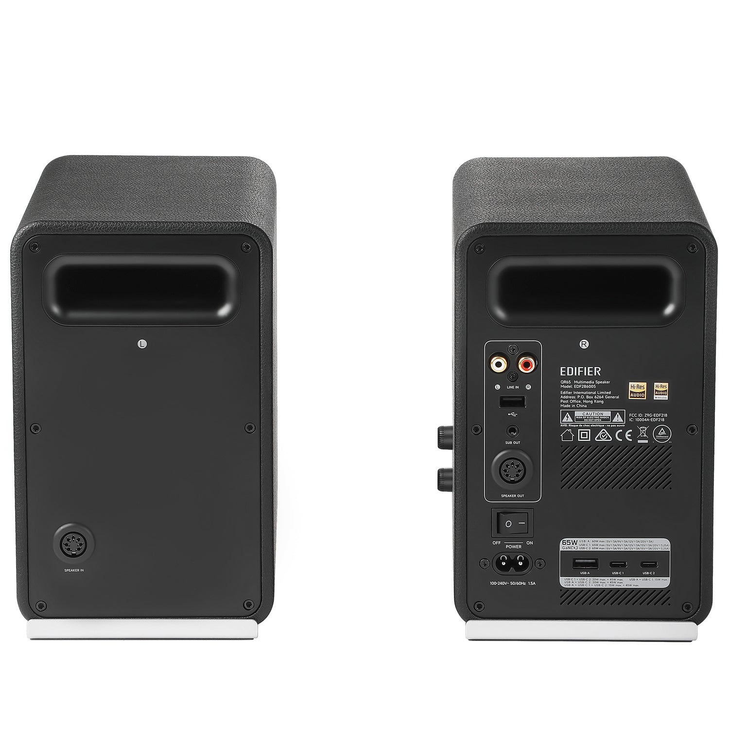 Edifier 70-Watt-RMS Bluetooth QR65 Powered 2.0 Multimedia Speaker Set with Sub Out, 2.75-In. Woofers, Hi-Res Audio/Wireless, Light Display, Pair