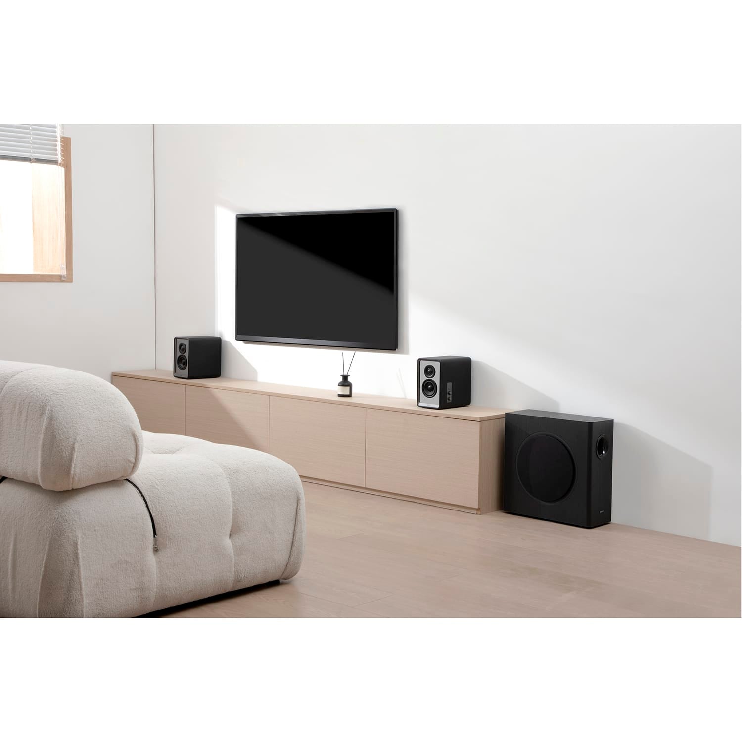 Edifier 70-Watt-RMS T5s Powered Subwoofer with 8-In. Long-Throw Woofer, Low-Pass Filter, Auto Standby, Signal In/Out Ports, Slim Vertical Enclosure