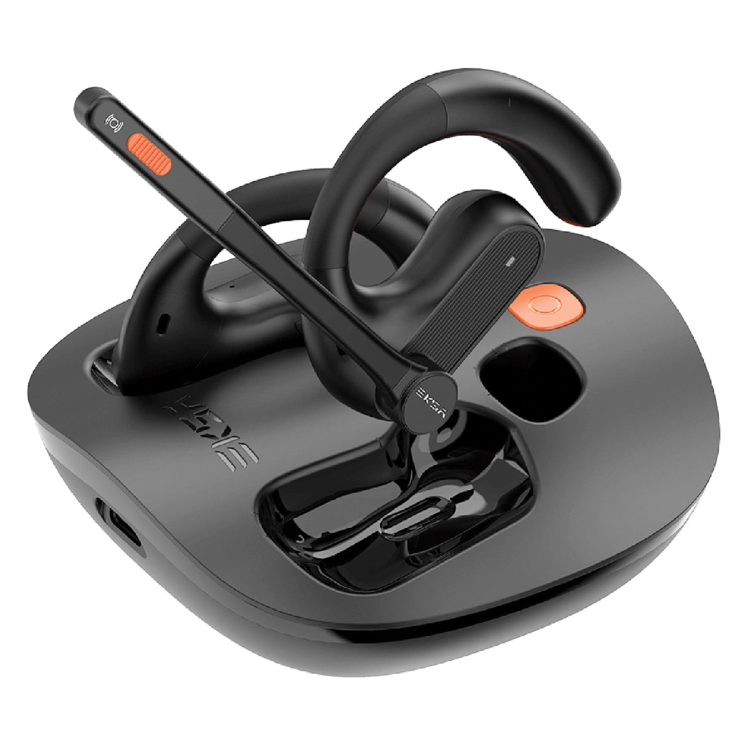 EKSAtelecom S30 Bluetooth Open-Ear Air-Conduction Headset with Microphone, True Wireless with Charging Case, Black