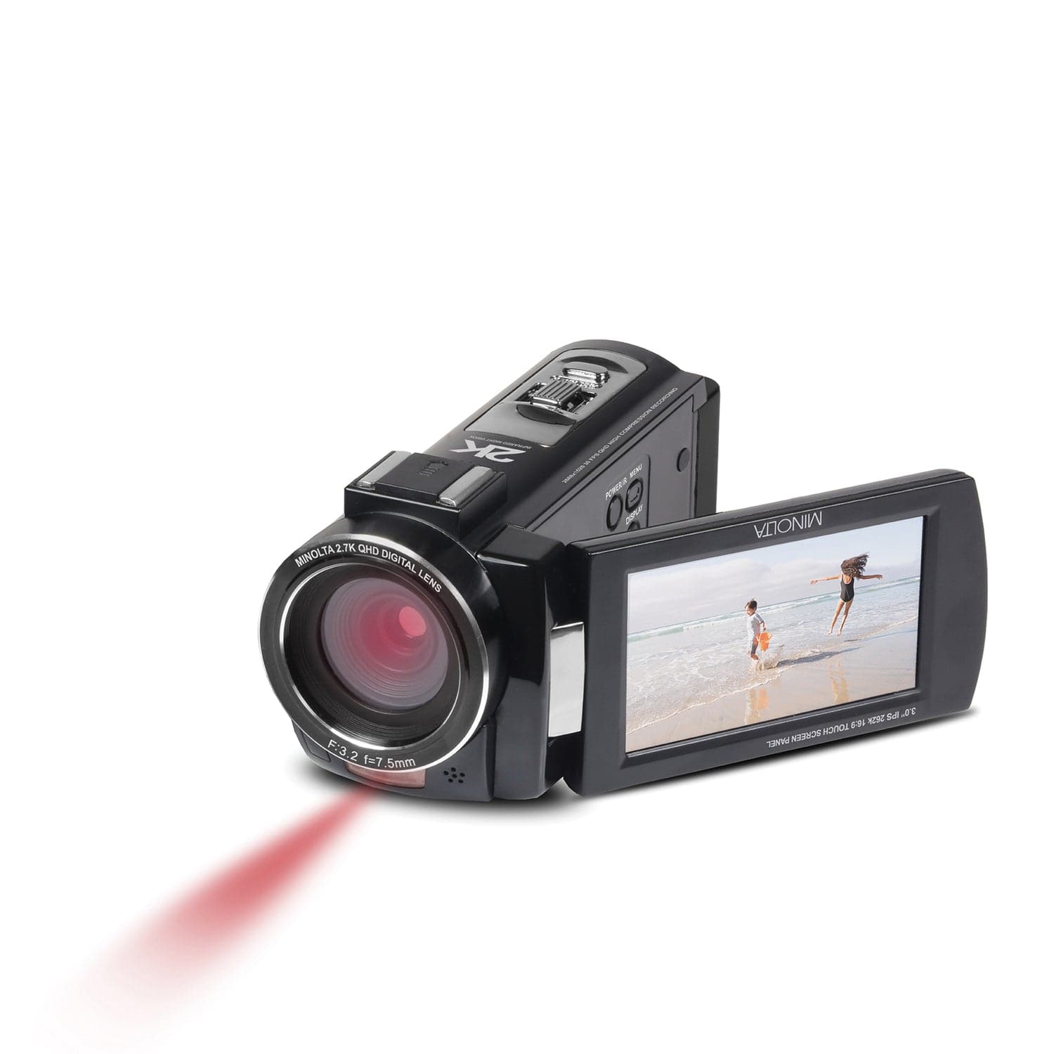 Minolta MN2K10NV 2.7K Quad HD 16x Digital Zoom IR Night Vision Video Camcorder, Black