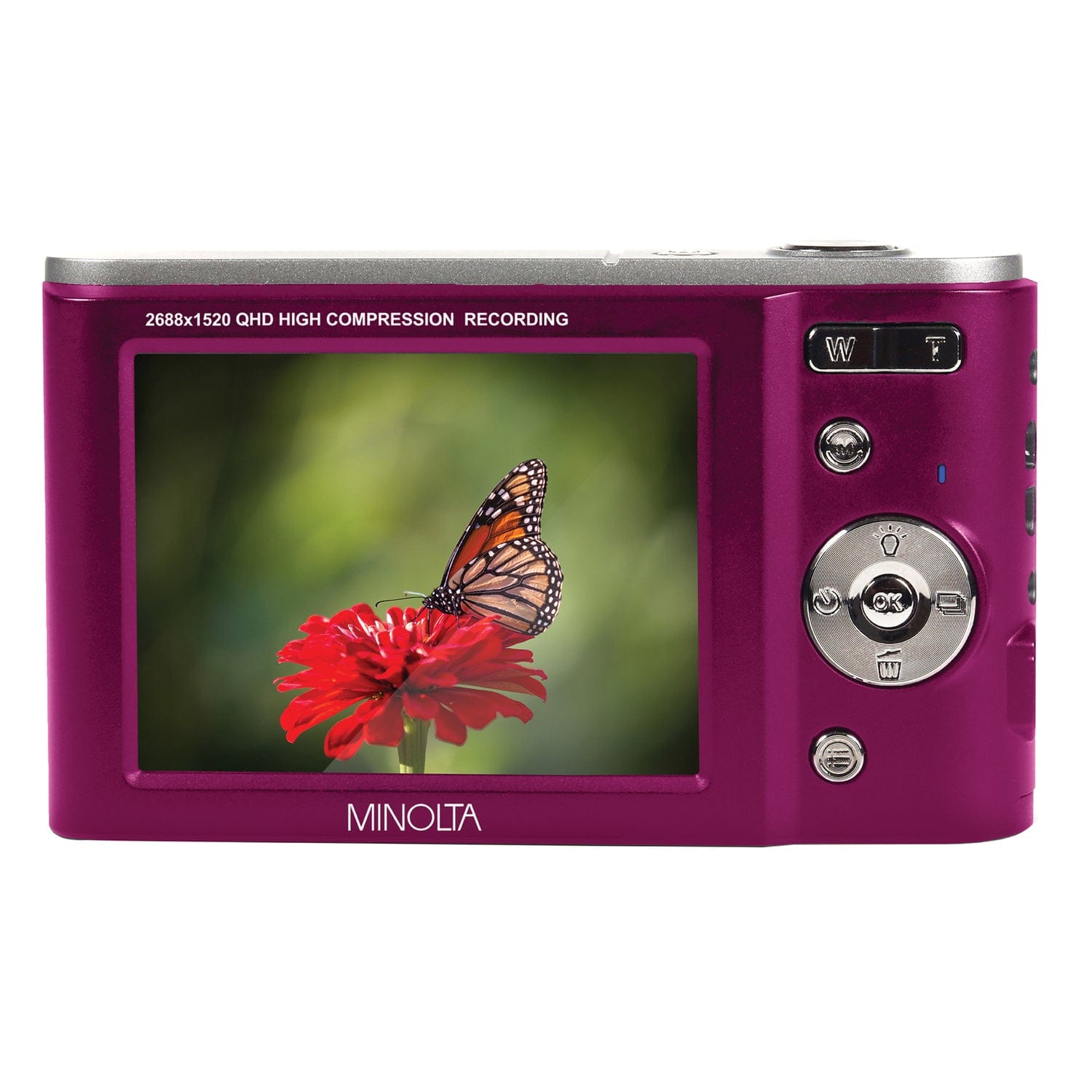 Minolta MND20 16x Digital Zoom 44 MP/2.7K Quad HD Digital Camera, Magenta