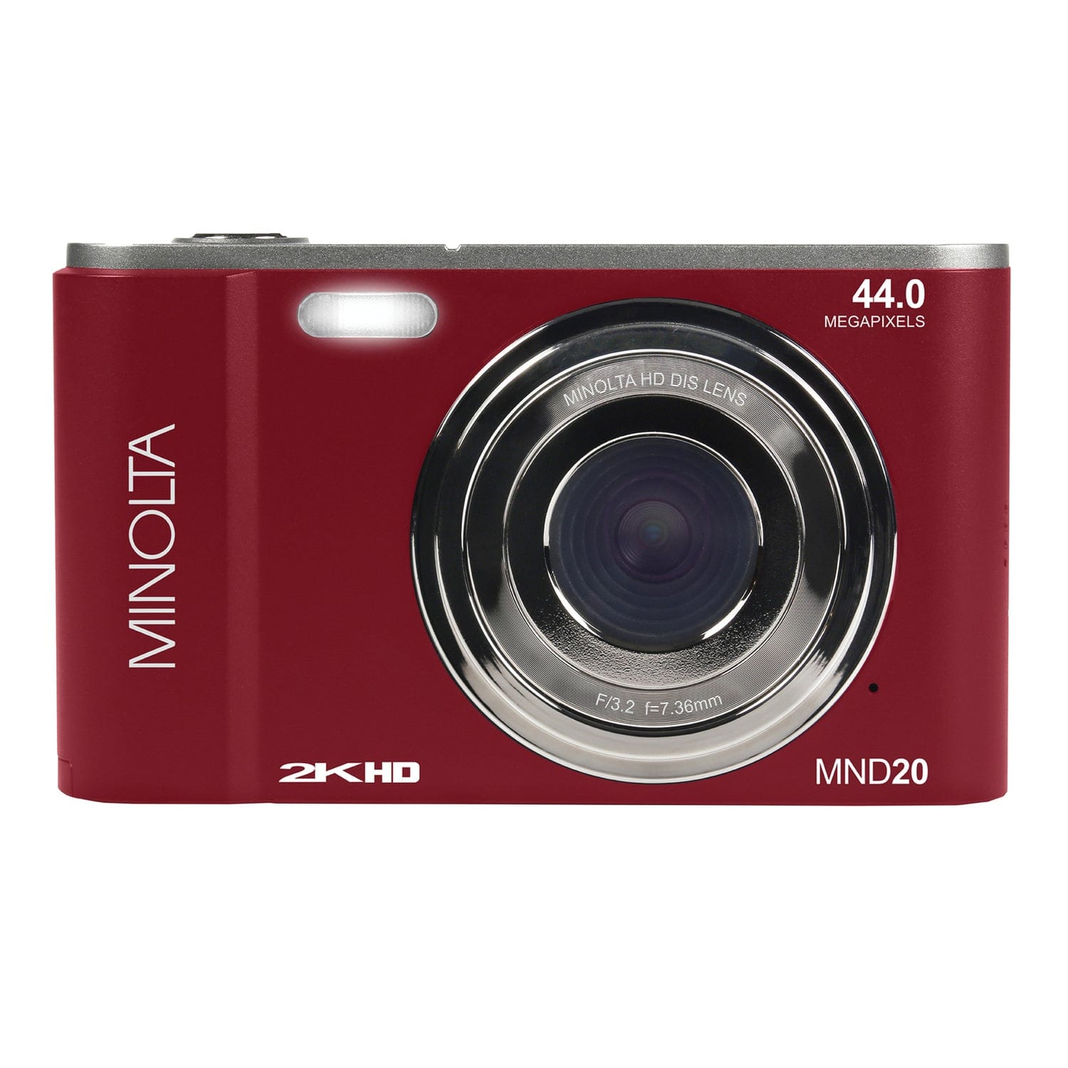 Minolta MND20 16x Digital Zoom 44 MP/2.7K Quad HD Digital Camera, Red