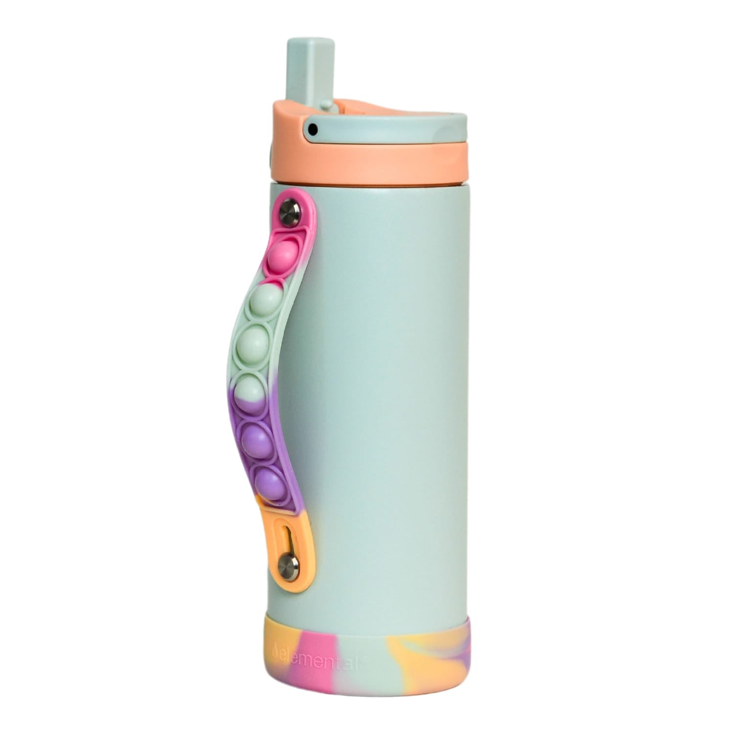 Elemental Iconic Pop Stainless Steel Fidget Water Bottle with Flip-open Sports Cap, 14 Oz., Mint Sorbet