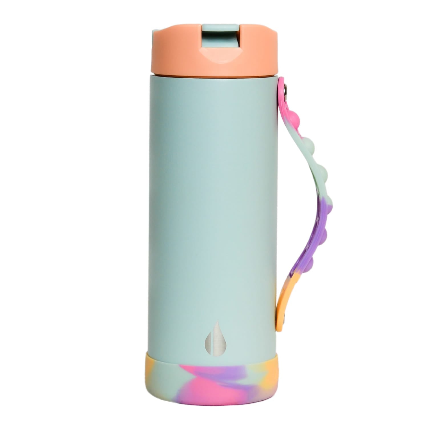 Elemental Iconic Pop Stainless Steel Fidget Water Bottle with Flip-open Sports Cap, 14 Oz., Mint Sorbet