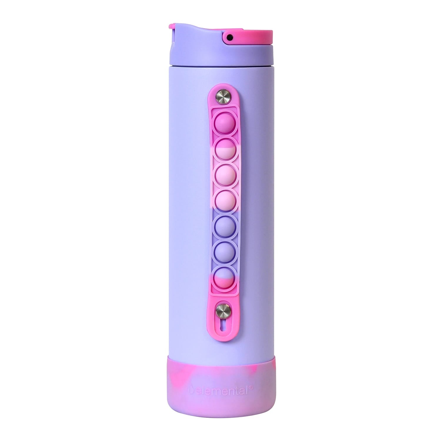 Elemental Iconic Pop Stainless Steel Fidget Water Bottle with Flip-open Sports Cap, 20 Oz., Lilac Tie Dye