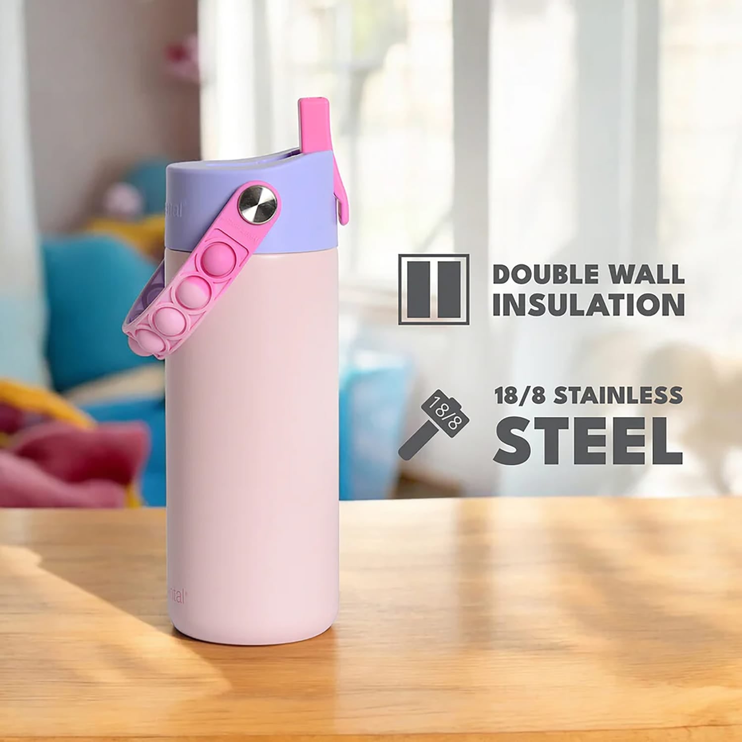 Elemental Core Pop Stainless Steel Water Bottle, 18 Oz., Blush Pink Tie Dye