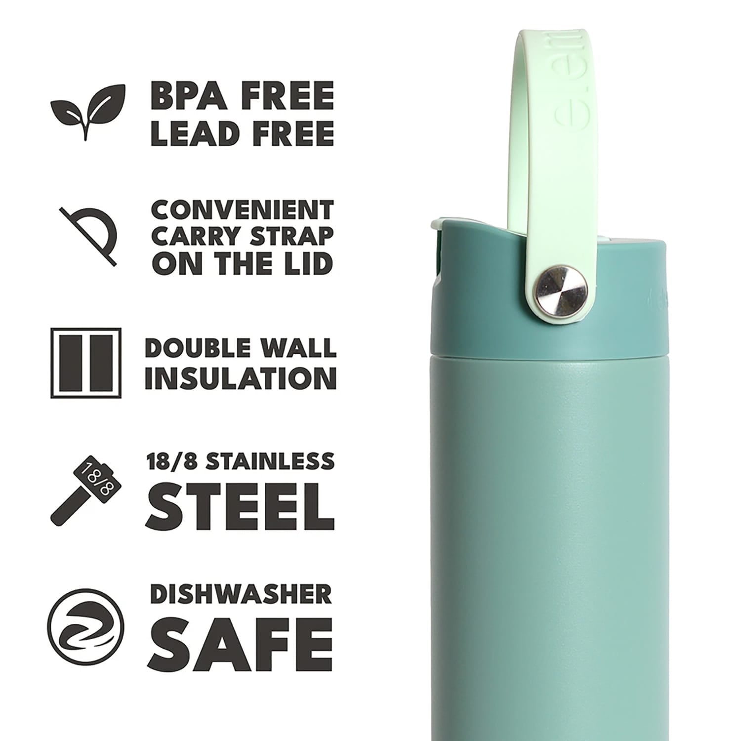 Elemental Core Stainless Steel Water Bottle, 24 Oz., Sage