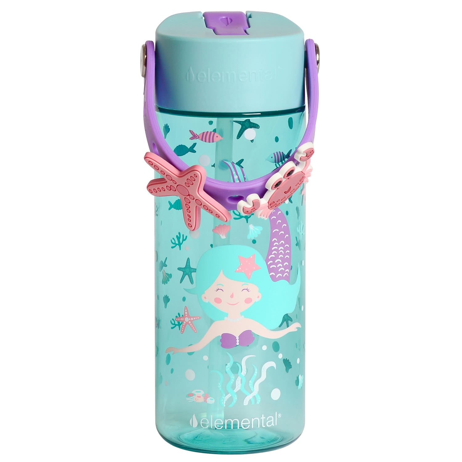 Elemental Splash Charm Tritan Water Bottle, 18 Oz., Mermaid