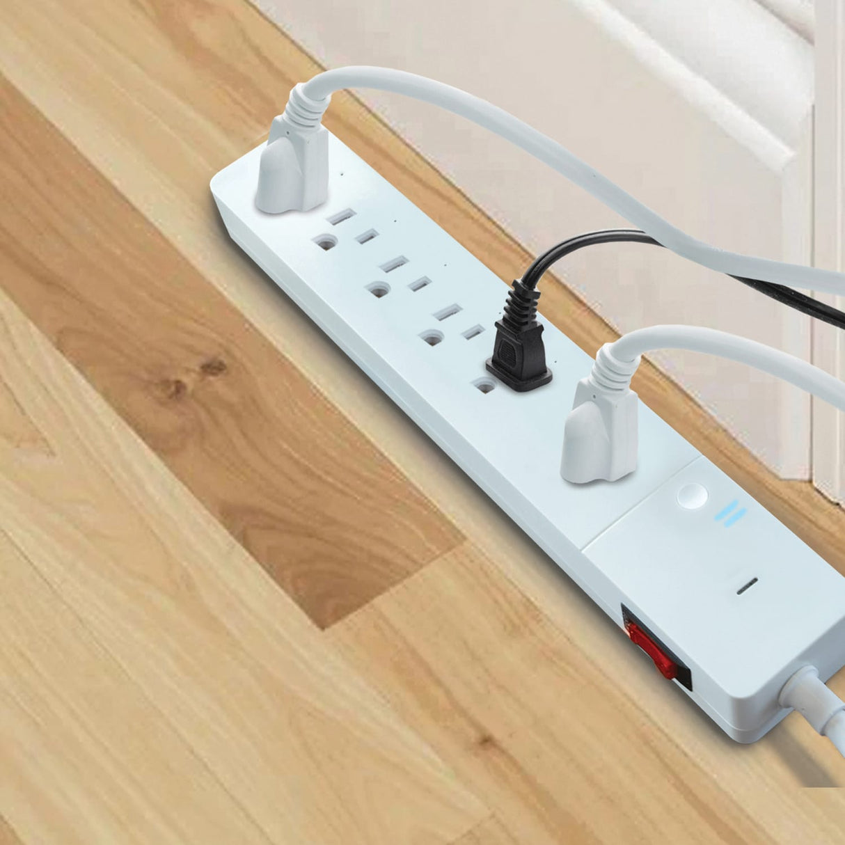 Energizer Connect 6-AC Outlet 1200-Joules Smart Wi-Fi Surge Protector Power Strip, 3-Ft. Cord with Angled Plug, EIS3-1004-WHT