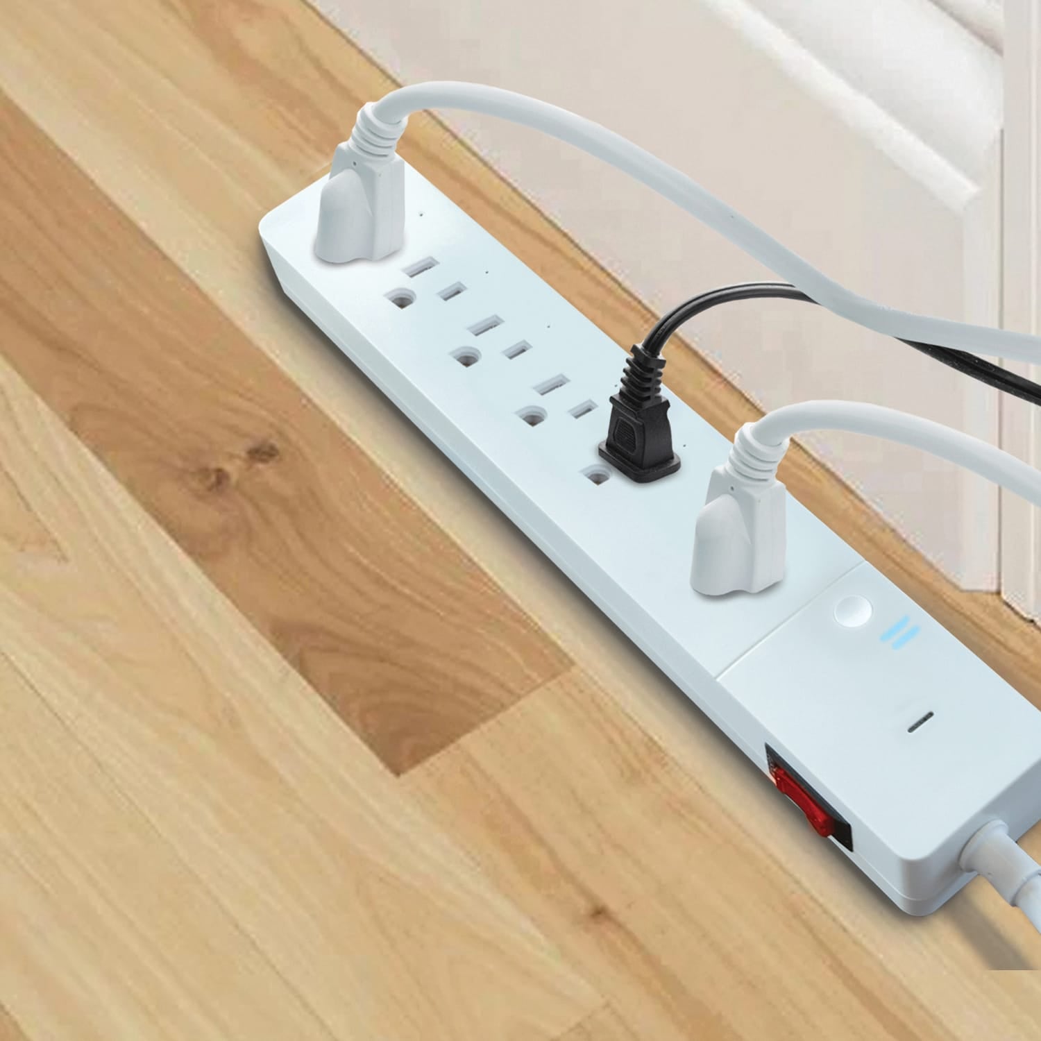 Energizer Connect 6-AC Outlet 1200-Joules Smart Wi-Fi Surge Protector Power Strip, 3-Ft. Cord with Angled Plug, EIS3-1004-WHT
