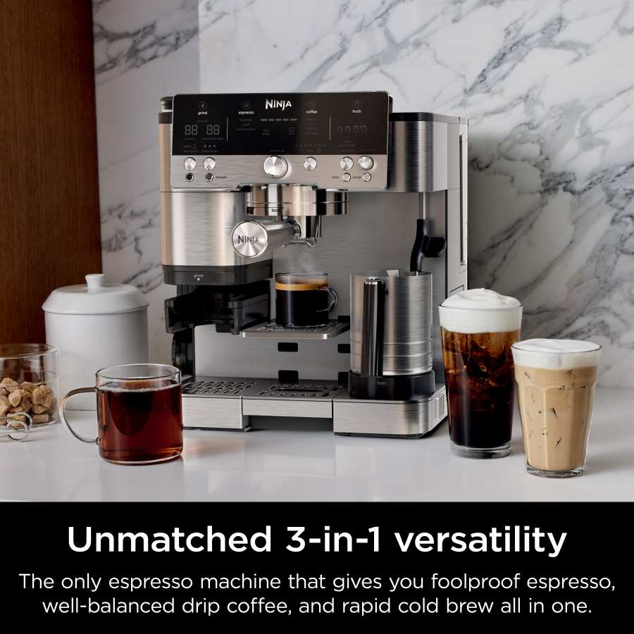 Ninja Luxe Café Premier Series Espresso Machine, Drip Coffee, Cold Brew, Grinder, Tamper, Frother, Silver - Open Box