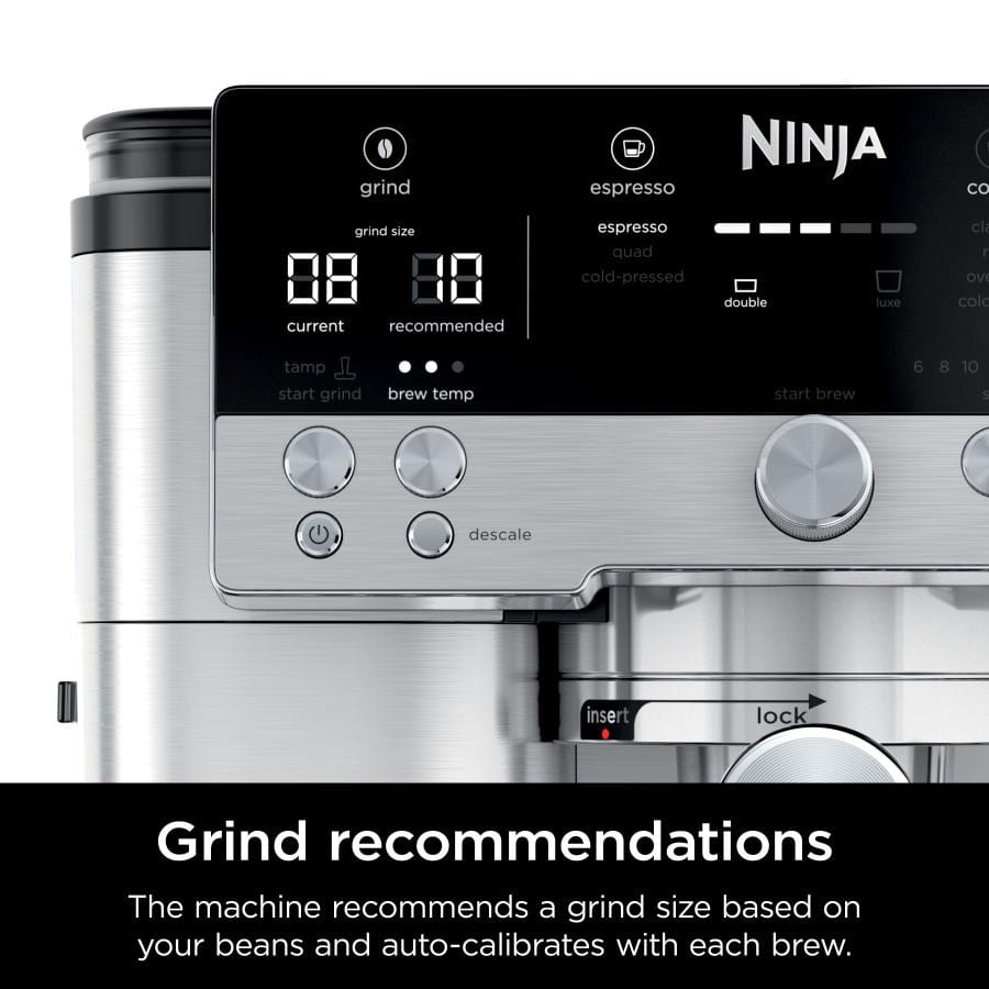 Ninja Luxe Café Premier Series Espresso Machine, Drip Coffee, Cold Brew, Grinder, Tamper, Frother, Silver - Certified Refurbished