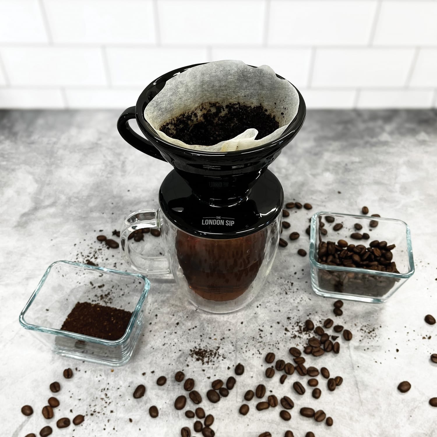 The London Sip Ceramic Coffee Dripper, Black, 1 to 4 Cup