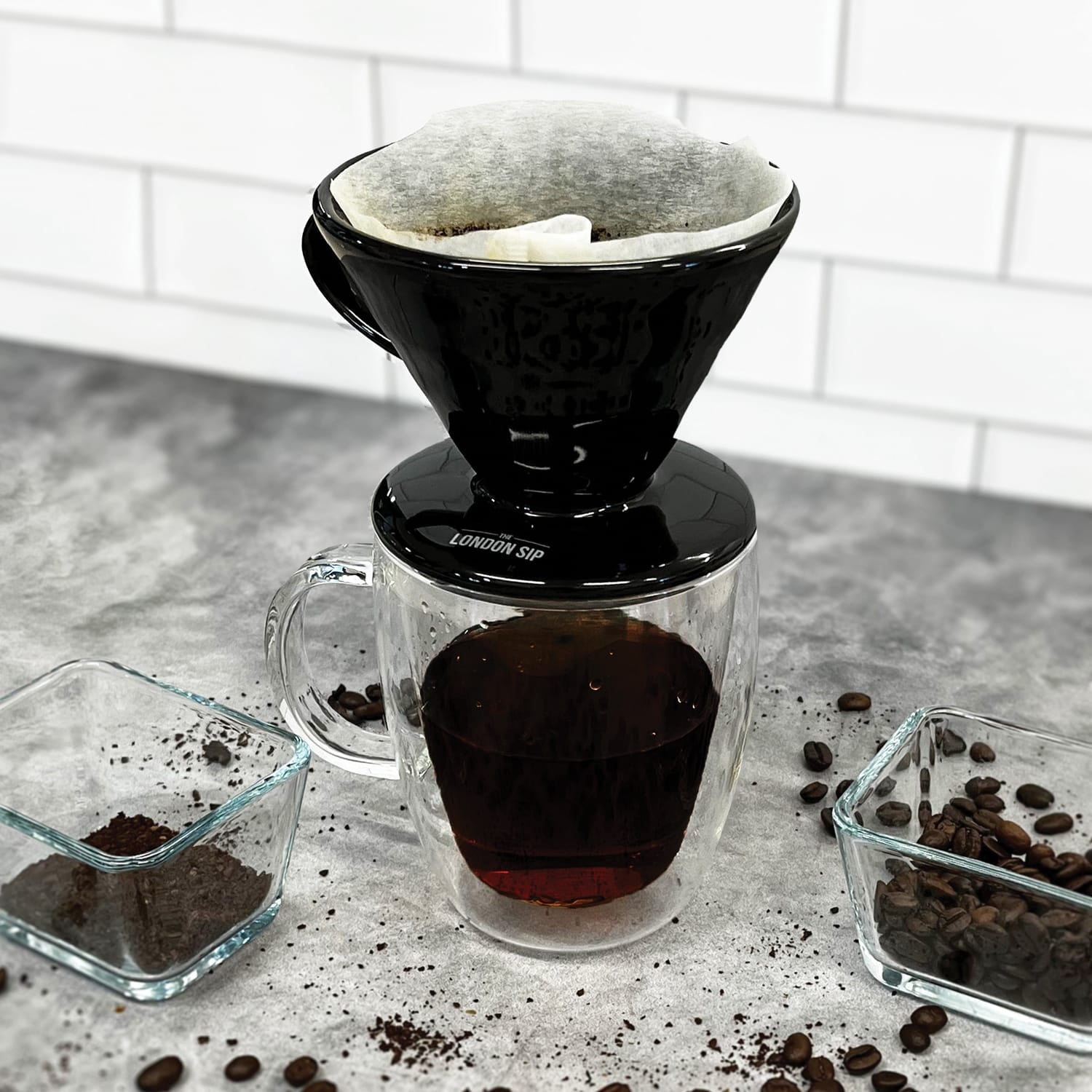 The London Sip Ceramic Coffee Dripper, Black, 1 to 4 Cup