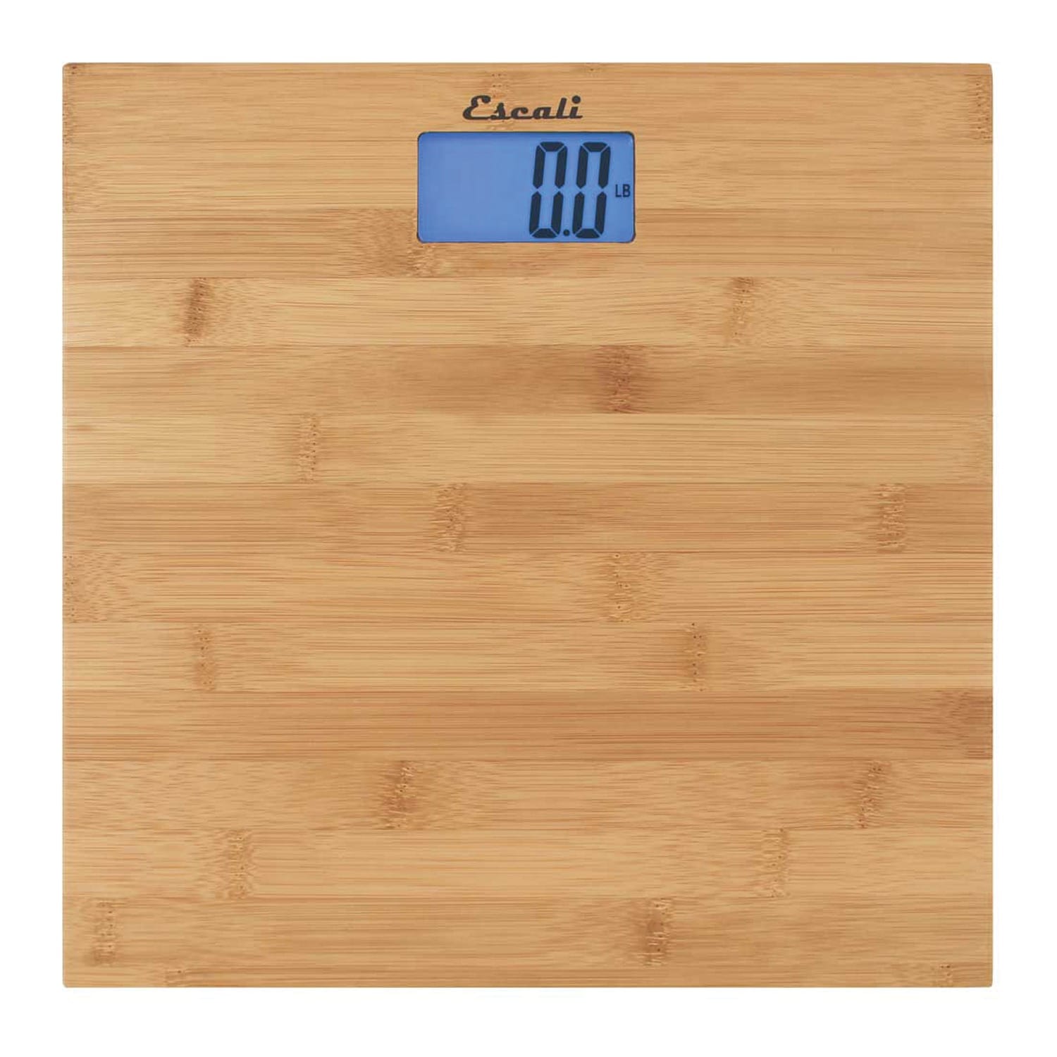 Escali Blue Back-light Display 400-lb Capacity Natural Bamboo Bathroom Scale