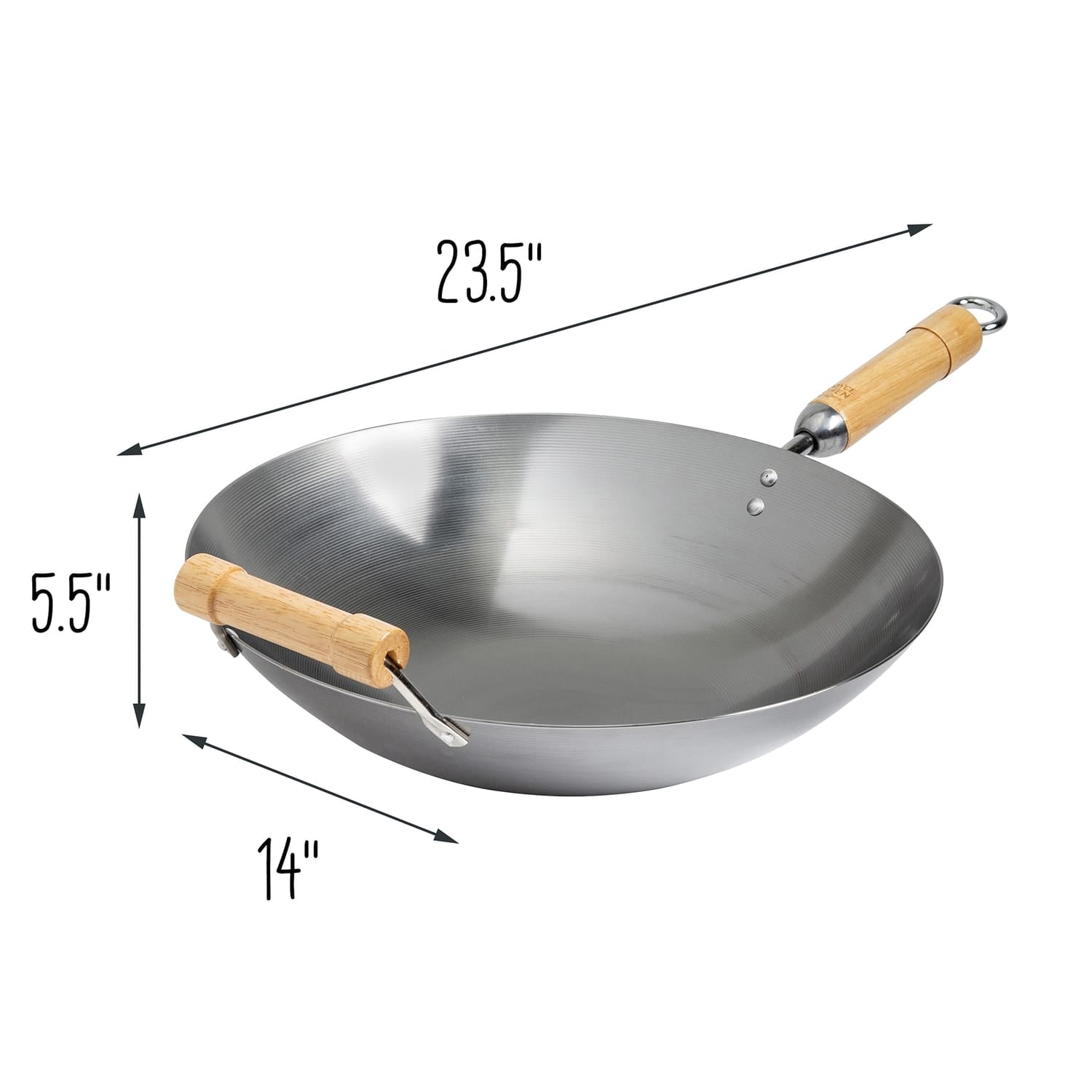 Joyce Chen Classic Series 14-In. Round Bottom Carbon Steel Wok with Birch Handles