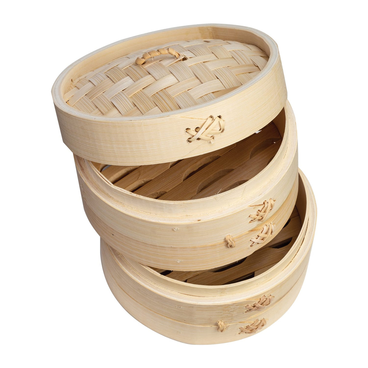 Joyce Chen 2-Tier Bamboo Steamer Baskets with Lid, 6 In.