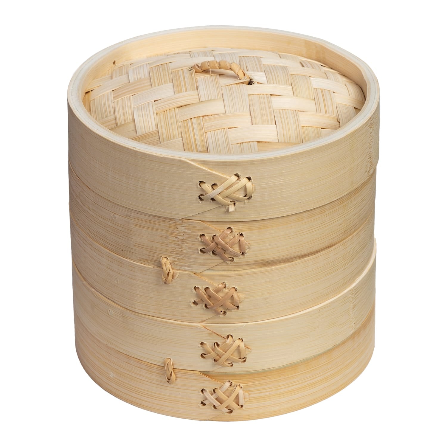 Joyce Chen 2-Tier Bamboo Steamer Baskets with Lid, 6 In.