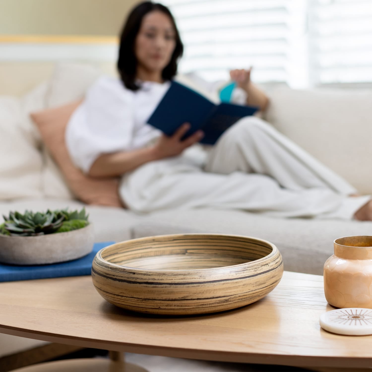 LEXA by Joyce Chen 12-In. Bamboo Fruit Bowl, Black/Natural