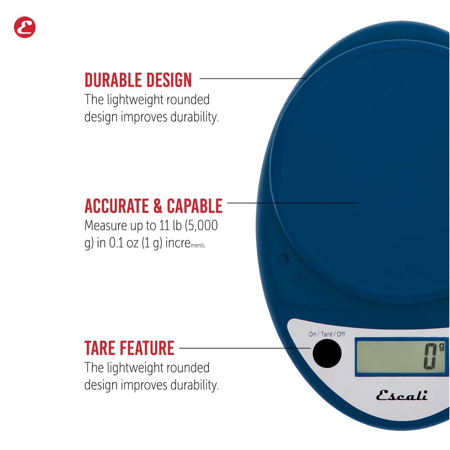 Escali Primo Digital Kitchen Scale, Royal Blue