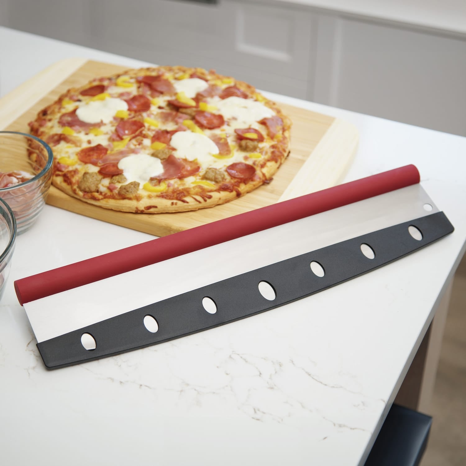 Old Stone Pizza Kitchen 18-In. Pizza Rocker with Comfort Grip Handle