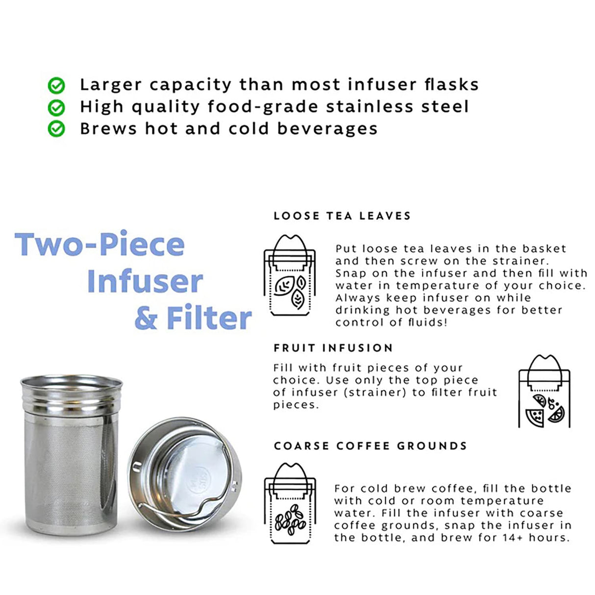 The London Sip Tea Infuser Bottle, 25 Oz., Silver