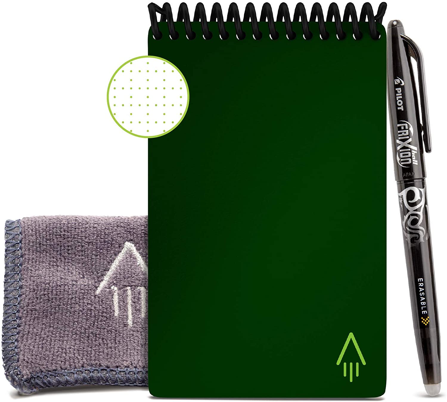Rocketbook Everlast Mini Smart Reusable Notebook with Pen and Microfiber Cloth, Terrestrial Green