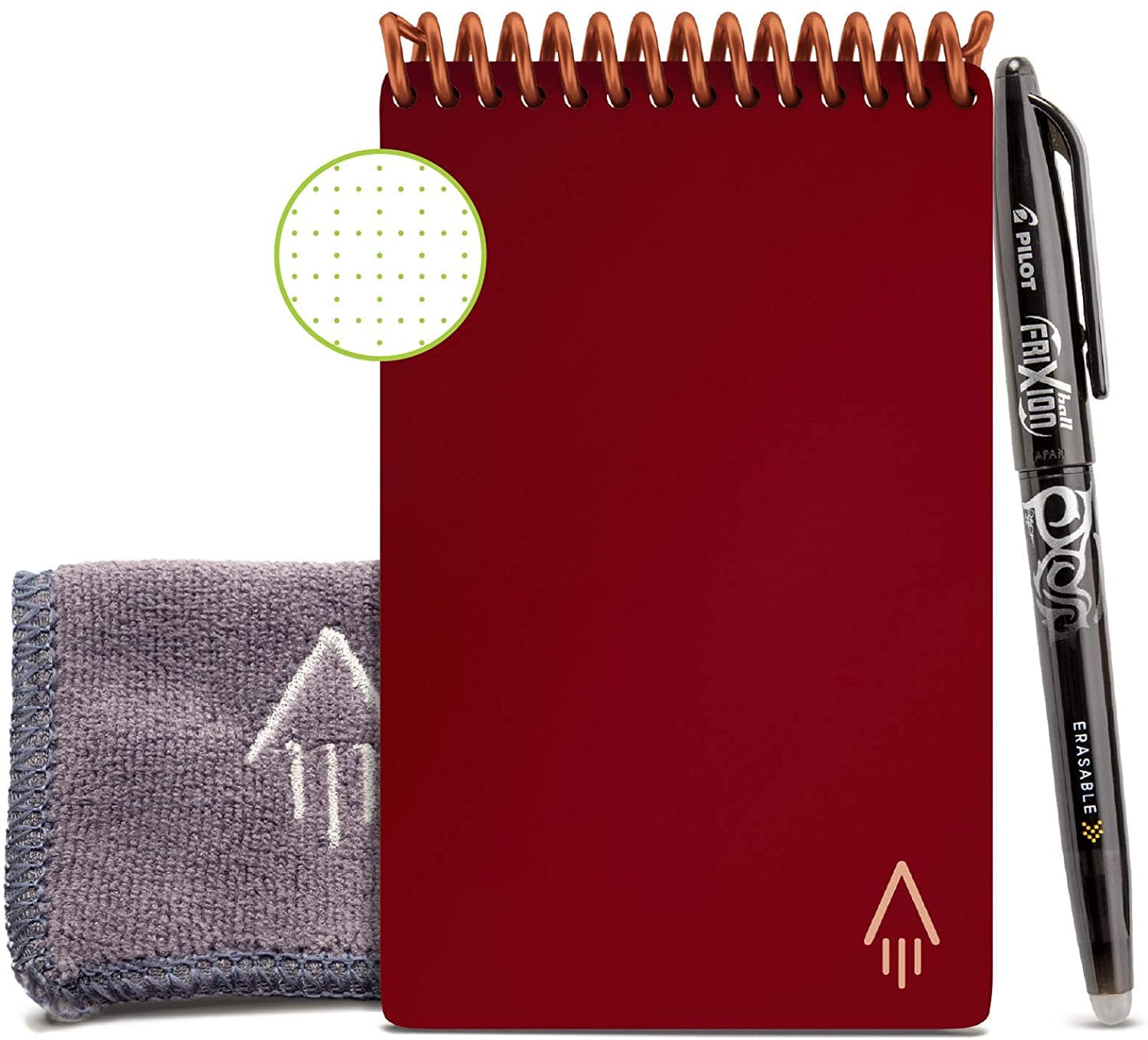 Rocketbook Everlast Mini Smart Reusable Notebook with Pen and Microfiber Cloth, Scarlet Red