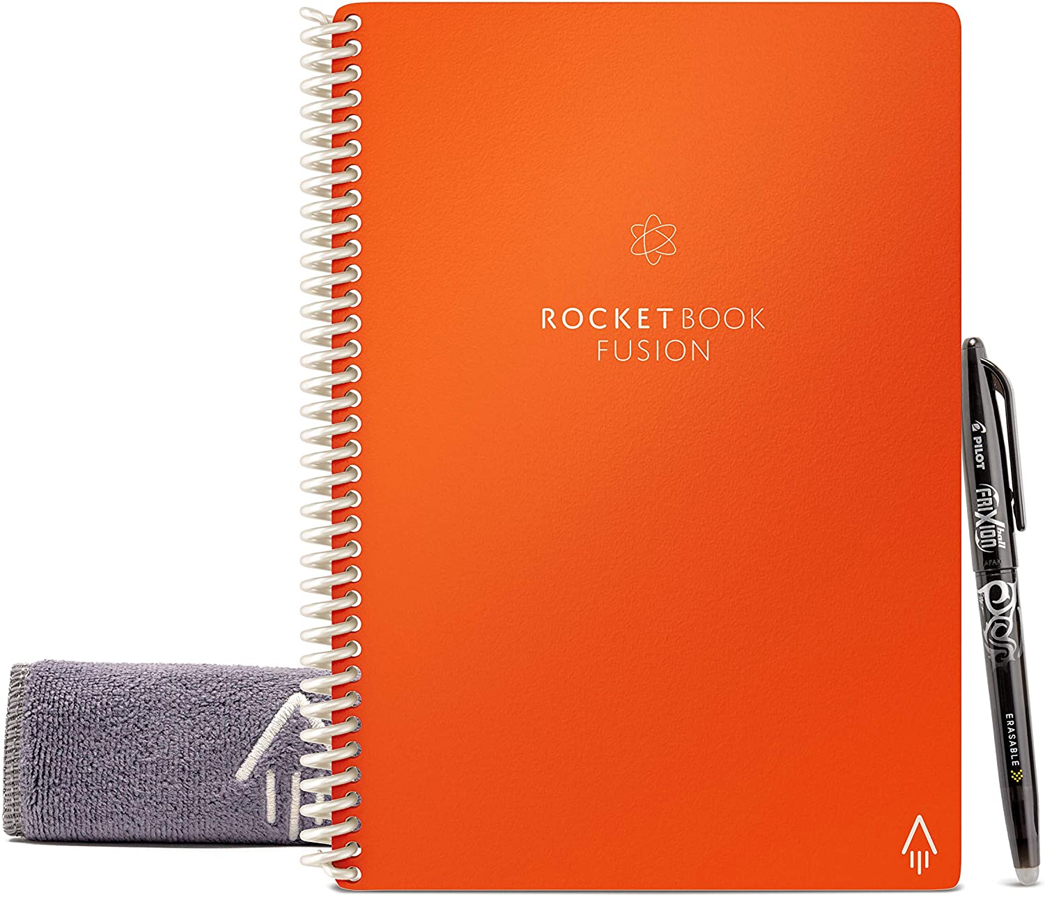 Rocketbook EVRF-E-K-CLF Fusion Smart Reusable Notebook with Pen and Microfiber Cloth, Executive Size, Orange