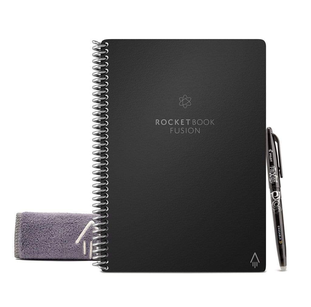 Rocketbook EVRF-E-M-K-A Fusion Mini Notebook Bundle 2Pens 2Cloth Black Executive